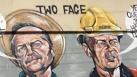 Labor's survival may hang on working out how it communicates with its traditional constituency. Graffiti in the Melbourne suburb of Preston depicts then Labor leader Bill Shorten torn between inner-city and blue-collar voters.