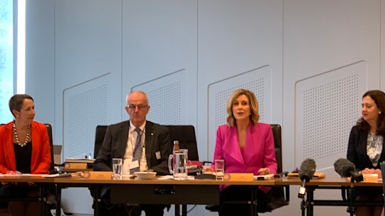 Di Farmer, Bob Atkinson, Kay McGrath and Premier Annastacia Palaszczuk open the Domestic and Family Violence Prevention Council meeting.