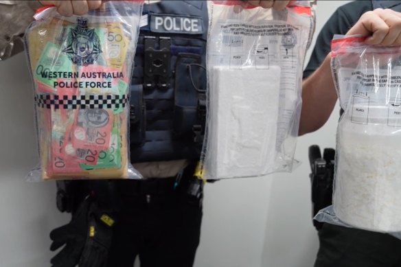WA Police hold up the seized items.