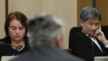 Labor Senators Kimberley Kitching and Penny Wong put questions to Finance Minister Mathias Cormann.
