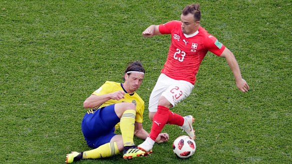 On the move: Switzerland's Xherdan Shaqiri is set for Liverpool.