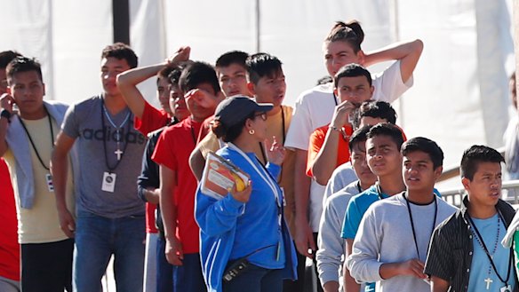 Children at the Homestead Temporary Shelter for Unaccompanied Children in Homestead, Florida. 