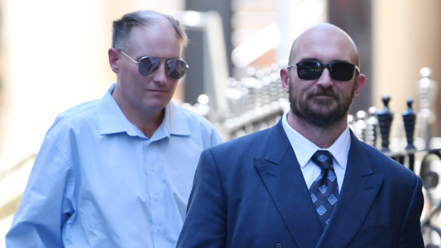Brothers David (left) and Philip (right) Thompson arrive at the Supreme Court in Sydney on Friday.