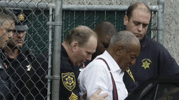 Bill Cosby departs after his sentencing hearing at the Montgomery County Courthouse.
