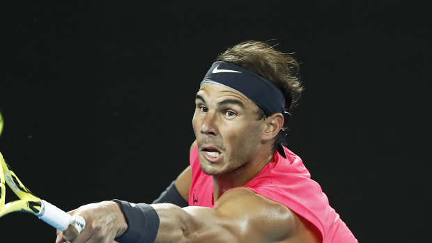 Rafa Nadal reaches out for a shot.