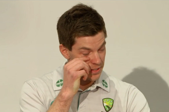 Tim Paine announcing his resignation as Test captain.