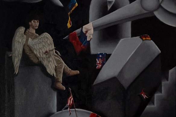 Detail of Where Hope Sits, a painting by 16-year-old Matilda Emmerich. The work weighed 4.5 kilograms and measured 57cm x 76cm.