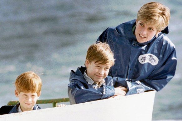 Princess Diana at Niagara Falls with Prince William and Prince Harry.