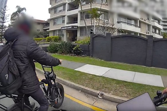 Police stopped this rider on the Gold Coast in the first week of the government's new e-bike laws.