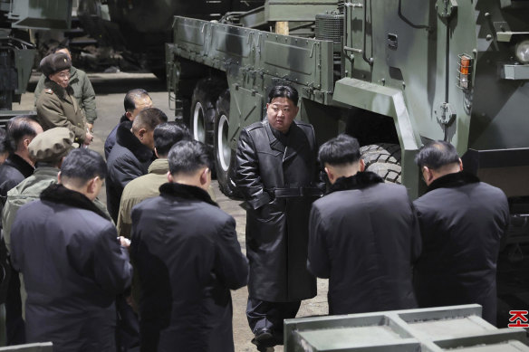 North Korean leader Kim Jong-un toured munitions factories on January 8 and 9.