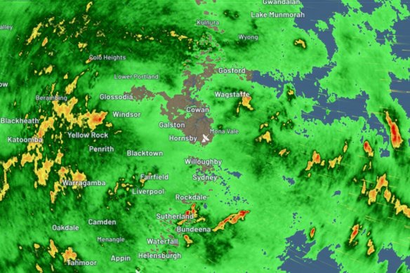 The radar over Sydney, as of 5am AEDT this morning. 