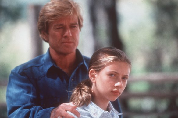 Scarlett Johansson and Robert Redford in The Horse Whisperer.