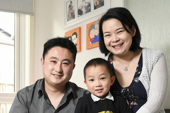 Vivien and David Wu with their son Toby.