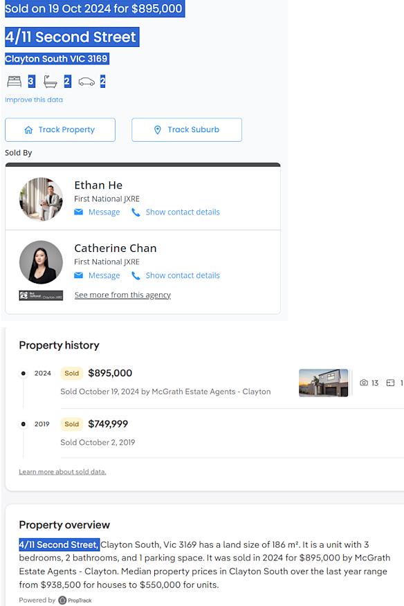 Different agencies listed on the sale of the same property.