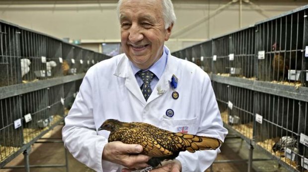 Chris Parker from Preston England with first prize chicken at the Sydney Royal Easter Show.