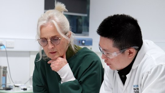 Monash University’s Professor Mary Herbert with a colleague. 