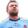 Jed Holloway runs out for the Waratahs.