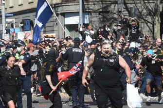 Anti-lockdown protesters in Melbourne on the weekend.
