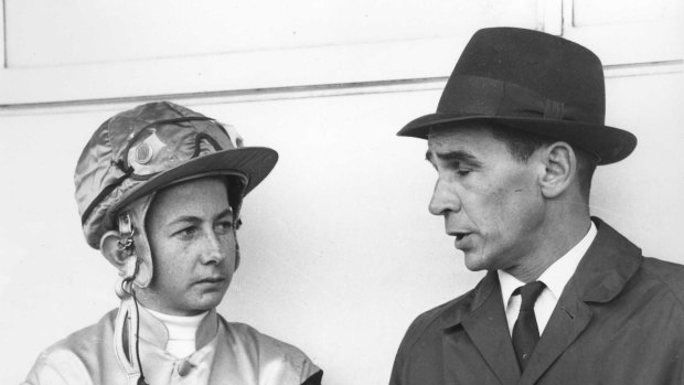 Riding instructions: Theo Green with jockey Ron Quinton at Rosehill in 1965.