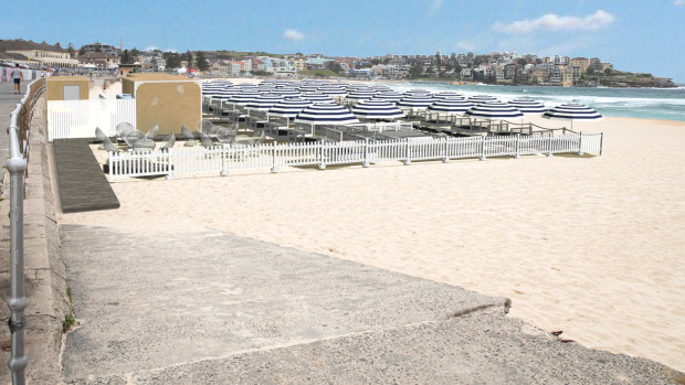 An artist impression of the Amalfi Beach Club for Bondi Beach, proposed by polo entrepreneur Janek Gazecki.