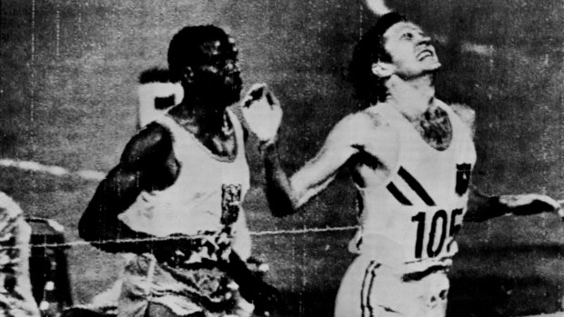 Elation: Ralph Doubell surges past  Wilson Kiprugut to win gold in Mexico City in 1968. It was a tactical masterpiece.