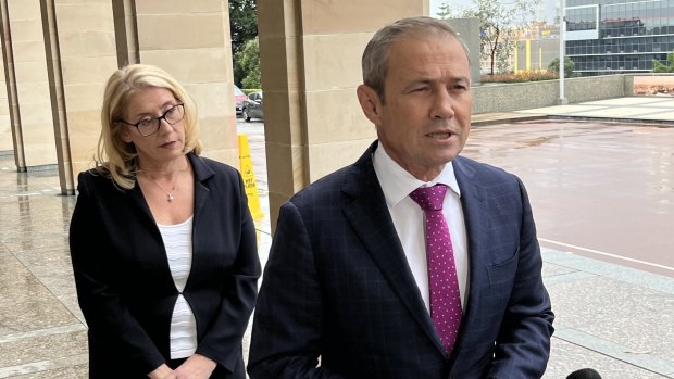 New WA Premier Roger Cook with his deputy Rita Saffioti after Labor’s caucus rubber-stamped his elevation to leader.