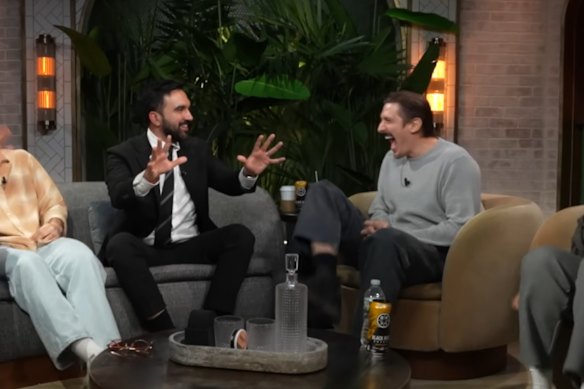 Zohran Mamdani appears on the Flagrant podcast, with comedian Andrew Schulz.