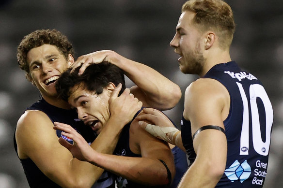 Charlie Curnow (left) and Harry McKay (right) should line up for the Blues in their season opener against Richmond.