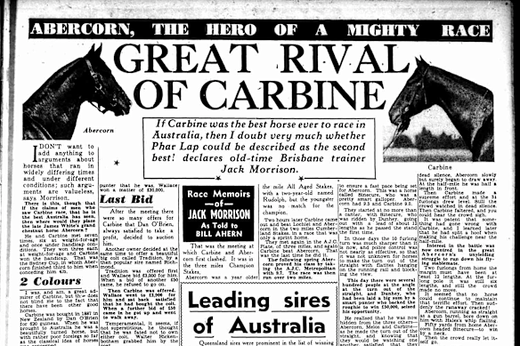 A Brisbane Telegraph article on the Abercorn v Carbine rivalry