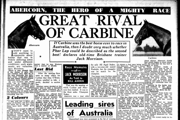 A Brisbane Telegraph article on the Abercorn v Carbine rivalry