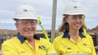 Andrew Forrest and Fortescue Metals chief executive Fiona Hick at the Iron Bridge magnetite project in the Pilbara.