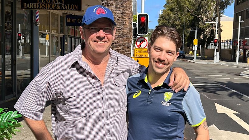 This fan came from Germany to watch day three of the Ashes in Perth. Then Head came to the crease