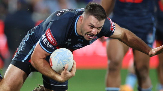 James Tedesco takes a carry in Adelaide.