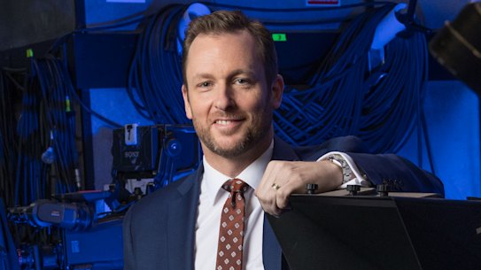 Peter van Onselen, pictured at Ten’s Melbourne studios, took redundancy from the broadcaster this year.