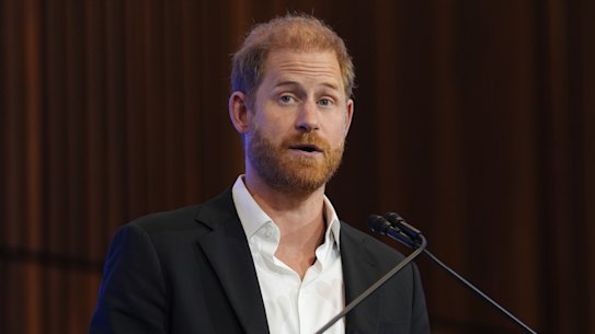 Prince Harry, Duke of Sussex delivers the keynote speech at the InterEdge Summit.