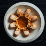 The prawn toast with Chinese doughnut and chilli amazu.