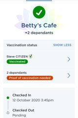 The vaccination updates to the Service NSW app.