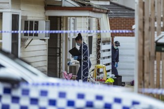 Police at the home in Blackburn North.