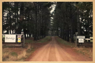 The gates of the Murrindindi property owned by Tom Zhou, a Crown Resorts junket operator. 