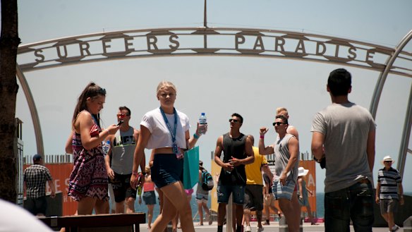 Schoolies at Surfers Paradise, on the Gold Coast, in 2015.