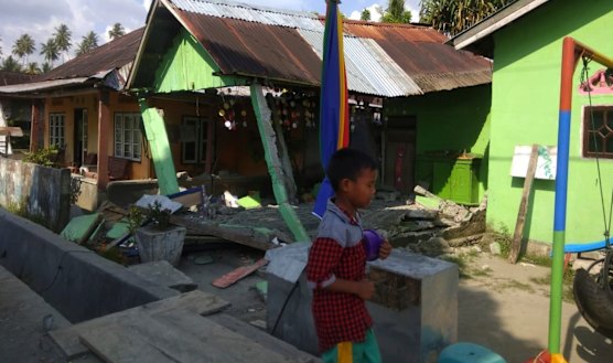 A house in in Donggala, central Sulawesi, Indonesia, on Friday after the initial earthquake hit.