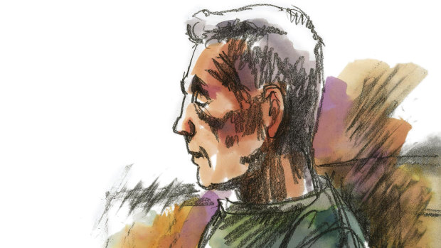 A sketch of Rodney Collins as he appeared in court for an interview application in relation to a 1987 armed robbery.