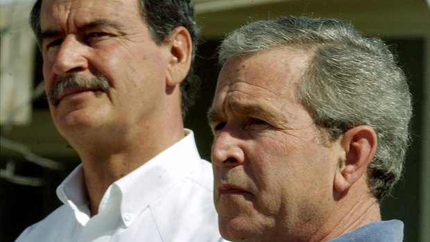 Then Mexican president Vicente Fox, with then US president George W. Bush in 2004.