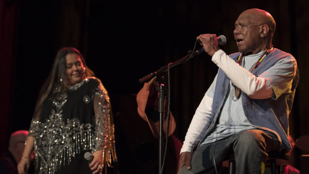 Frail but full of inner strength: Archie Roach with guest singer Mindy Kwanten.