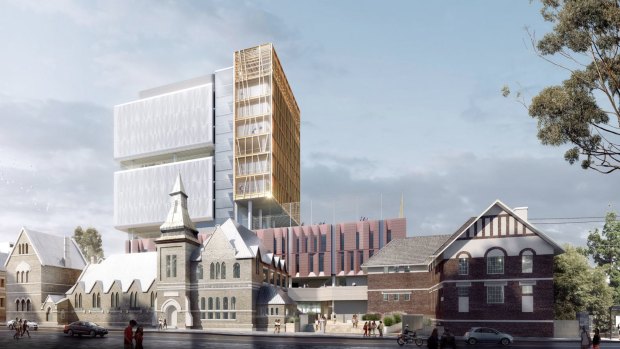 An artists impression of the new Inner Sydney High School in Surry Hills. 