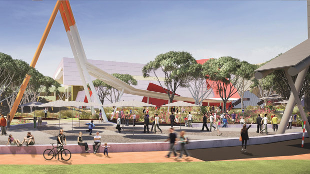 Artists impression of the forecourt event space, from the National Museum of Australia's Master Plan. 