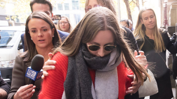 Sarah Ristevski leaves the Supreme Court after her father Borce's sentencing.