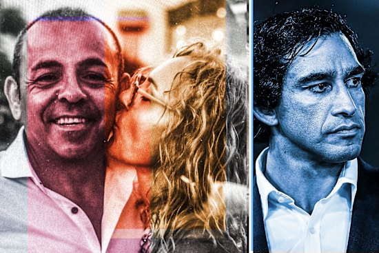 Player manager Sam Ayoub, Samantha Johnson and former Australian rugby league representative Johnathan Thurston.