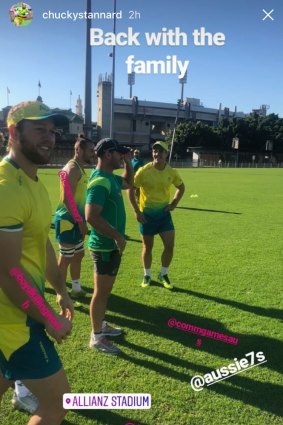 Back together: Stannard posted this image from sevens training in his Instagram stories 