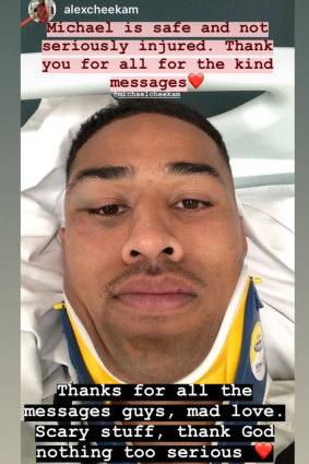 Michael Chee Kam let his teammates and fans know he was fine after he spent the night in John Hunter Hospital.
